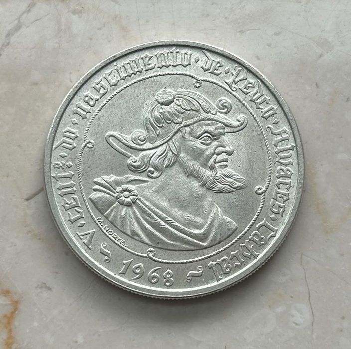 Moeda 50 escudos Portugal 1968 aniversário Pedro Álvares Cabral