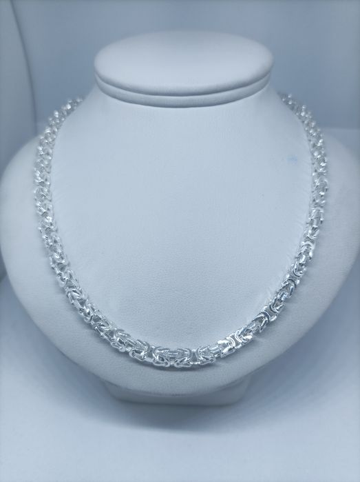 Srebrny łańcuszek splot królewski 925 długość 50 cm
