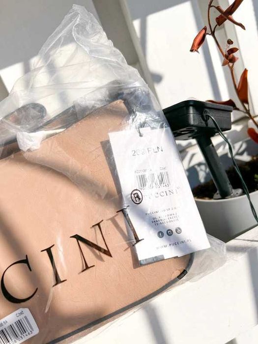 Nowa z metkami beżowa skórzana torebka na ramię old money Puccini