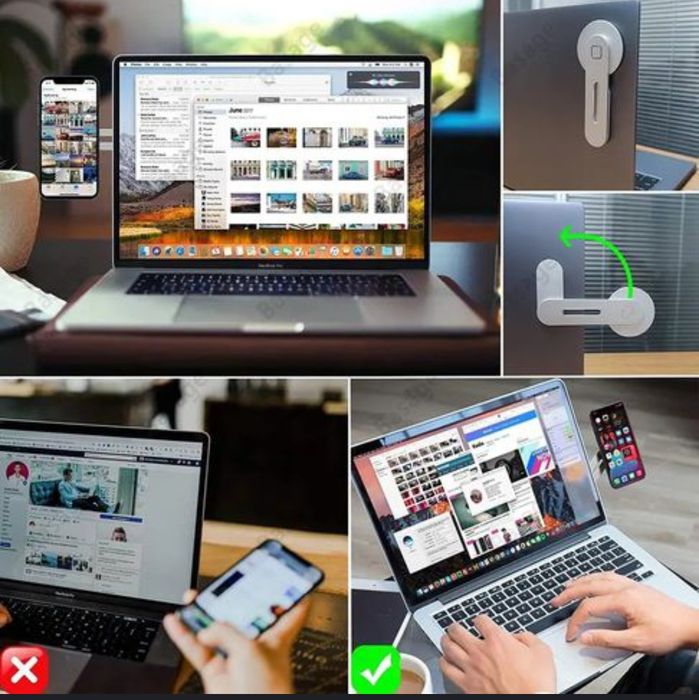 Suporte magnético para fixar telemóveis ao lado do monitor PRETO