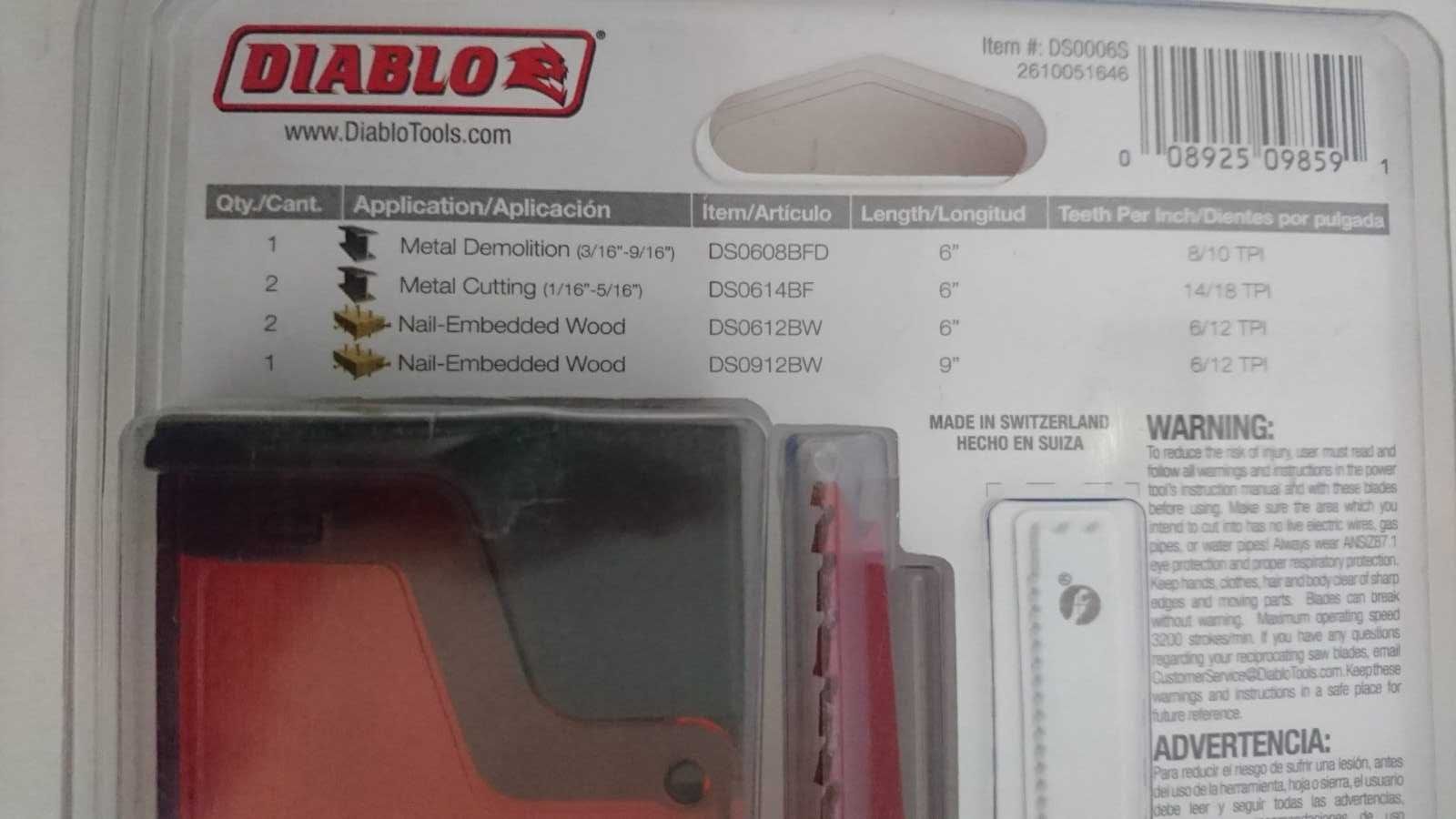 Набор полотен Diablo DS0006S для сабельная пила