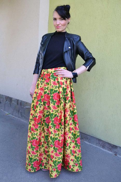 Длинная яркая юбка в пол с цветами Dolce & Gabbana