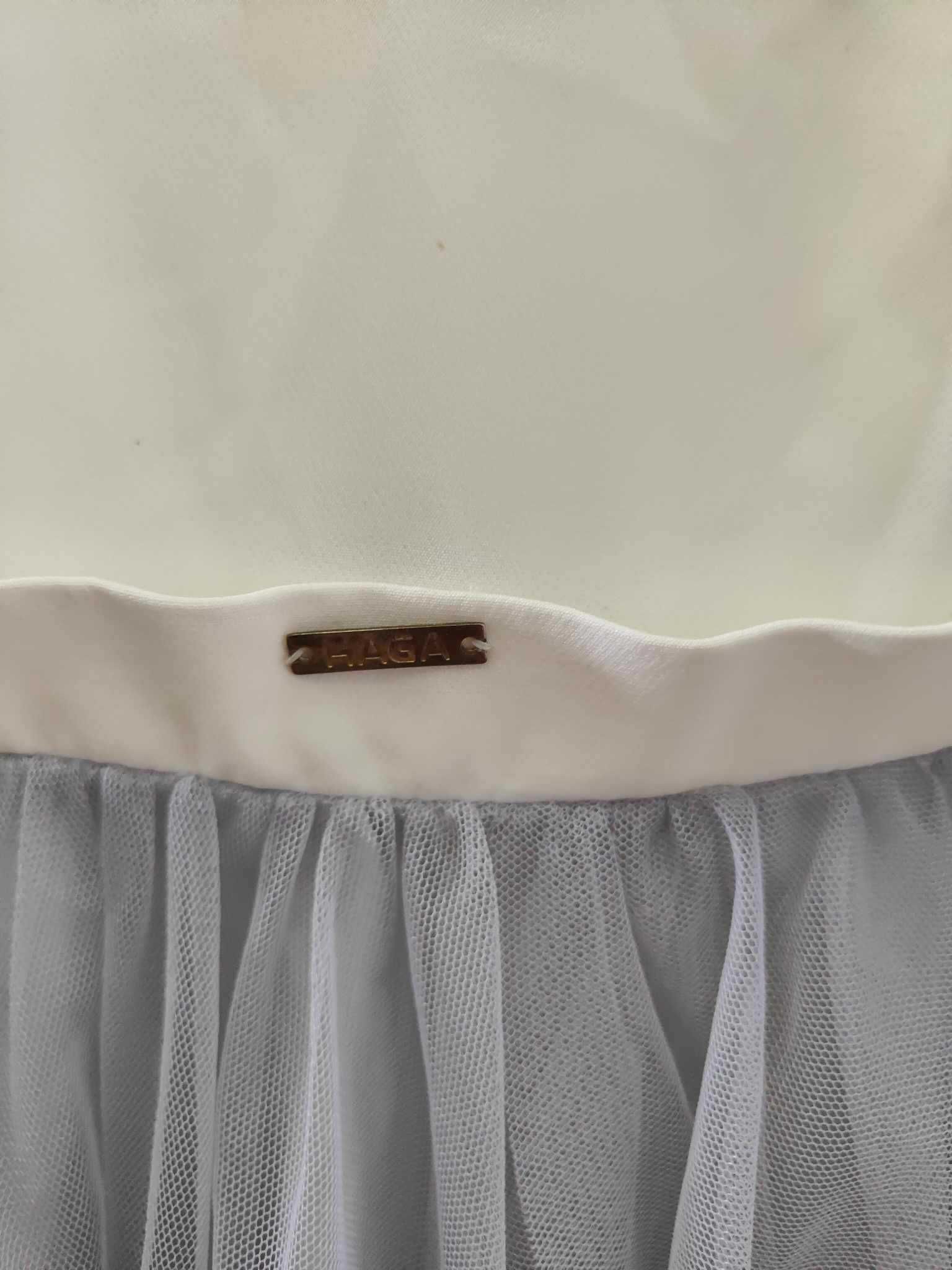 biała szara sukienka tiulowa na ramiączkach Haga rozmiar S wesele