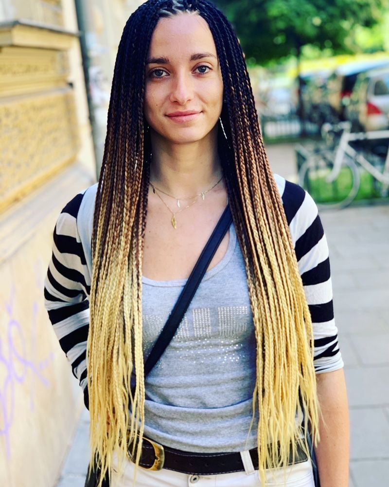 Warkoczyki afro-styl boxbraids warkocze ombre