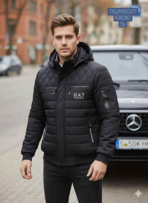 Kurtki zimowe męskie Emporio Armani logo wyszywane