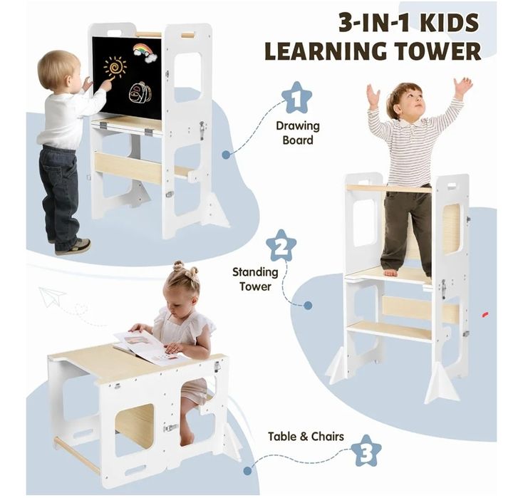 Torre de aprendizagem montessori 3em1