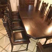 Meble Gdańskie czarne stół, krzesła, lub komplet. Dąb