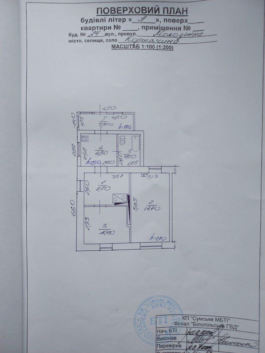 Продається цегляний будинок Білопільський район, село Коршачина