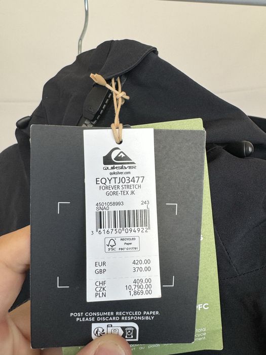 gore-tex - wyjątkowa kurtka quiksilver high-line narty snowboard L