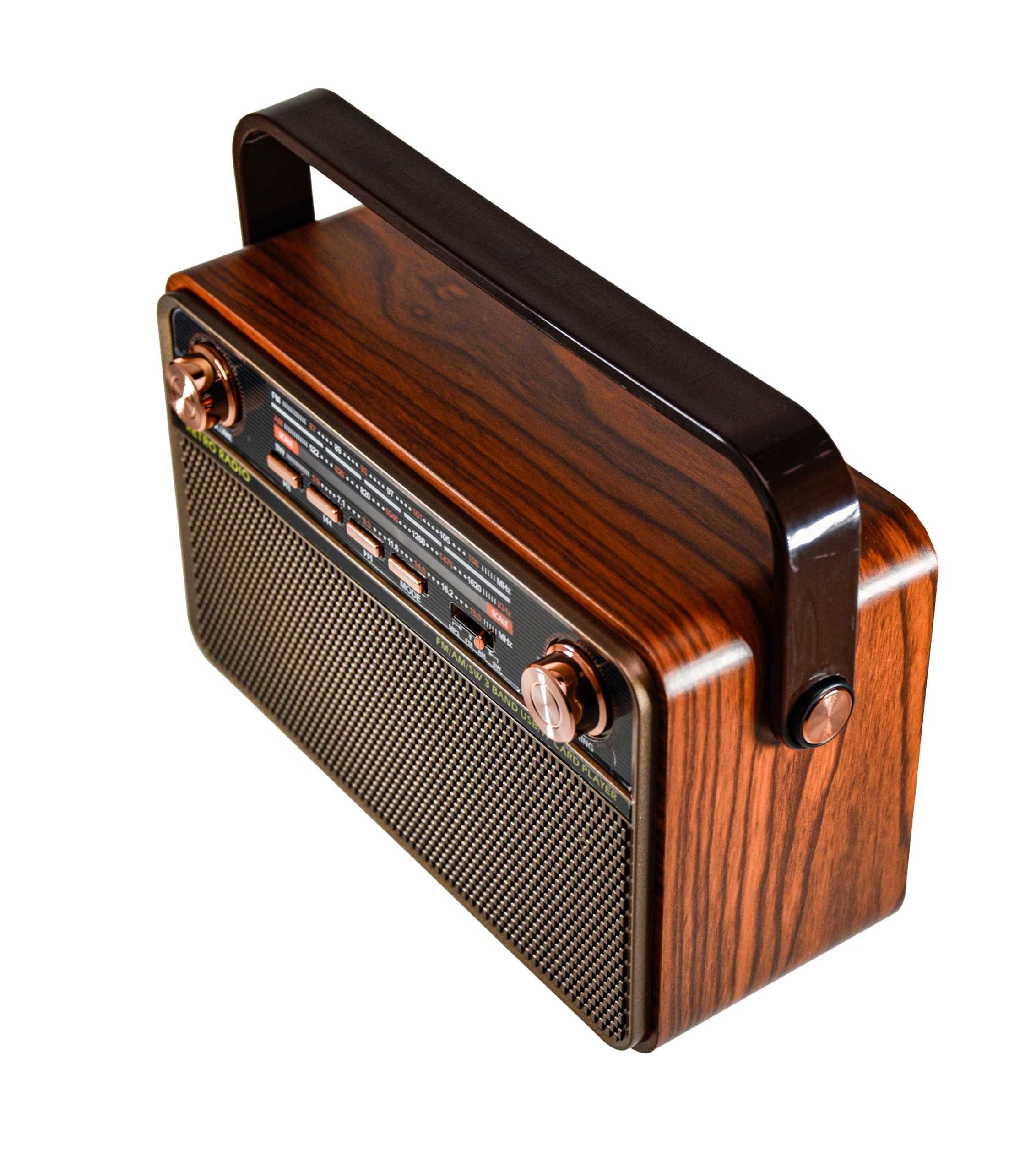 Radio VINTAGE Retro BLUETOOTH Sieciowe Akumulatorowe AUX USB PENDRIVE