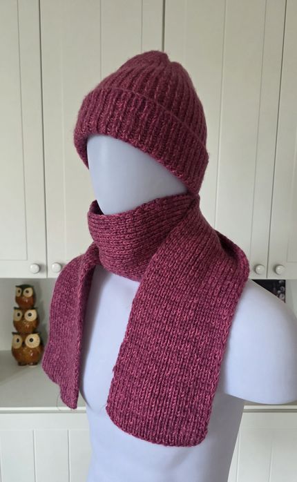 Ciepły komplet handmade czapka szalik wełniany wełna wool ull hatt hat