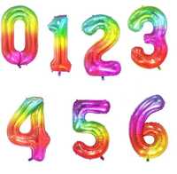 Duża cyfra balon 0-6 kolorowa urodziny