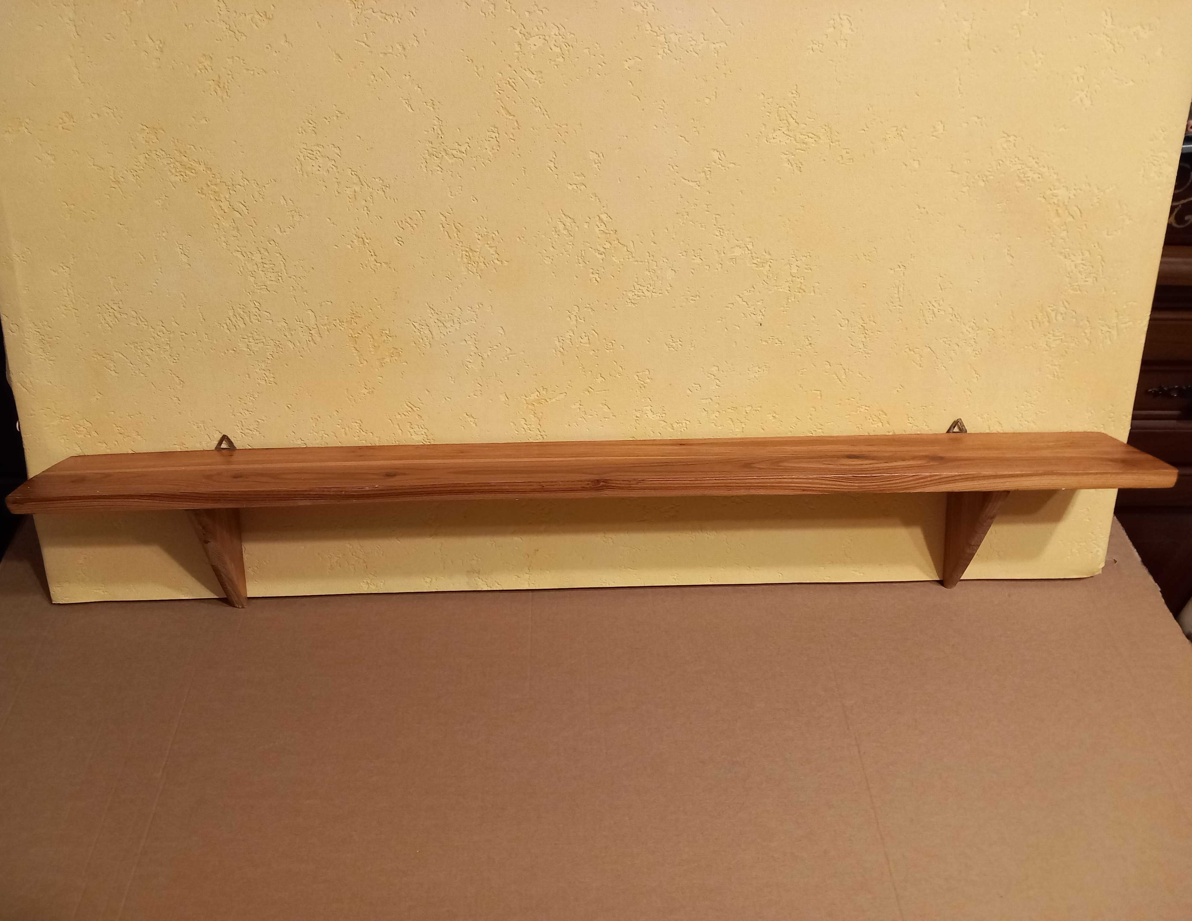 Półka z naturalnego drewna, lakierowana 85x10,5x14 stan dobry