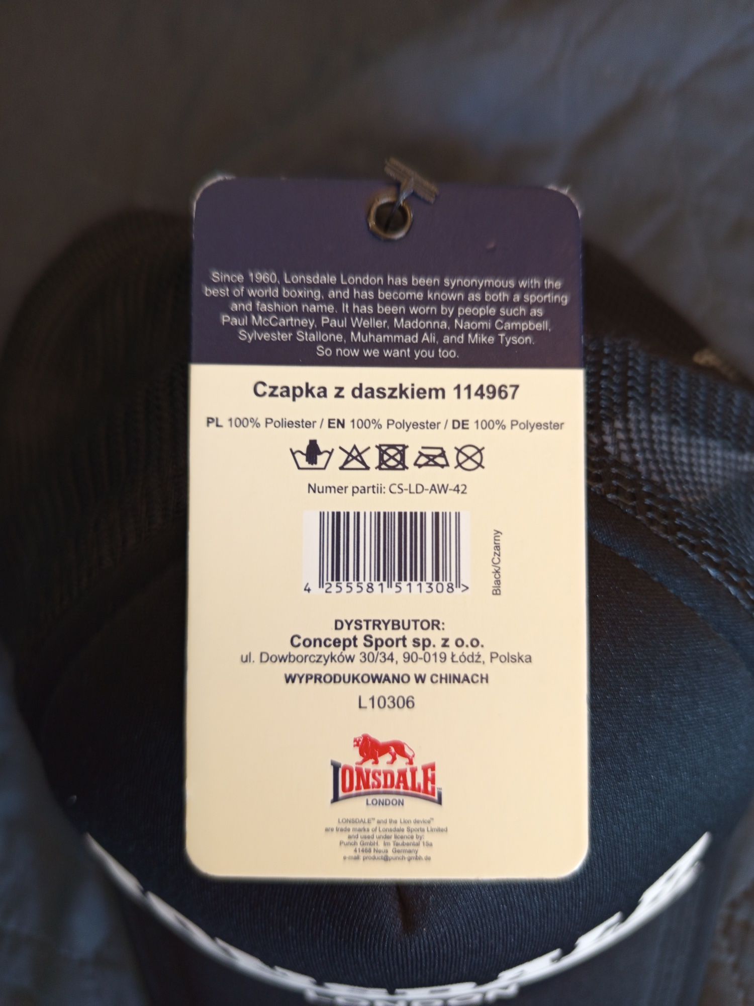 Lonsdale London czapka z daszkiem czarna Nowa