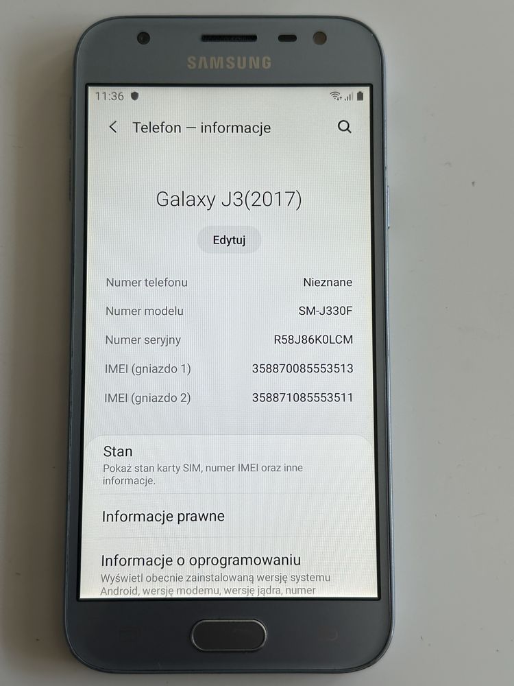 Samsung Galaxy J3 2017, dual sim, idealny stan