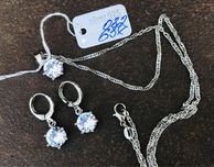 Срібний комплект 925 проба! ЛАНЦЮЖОК+КУЛОН+СЕРЕЖКИ/Фіаніти Swarovski !