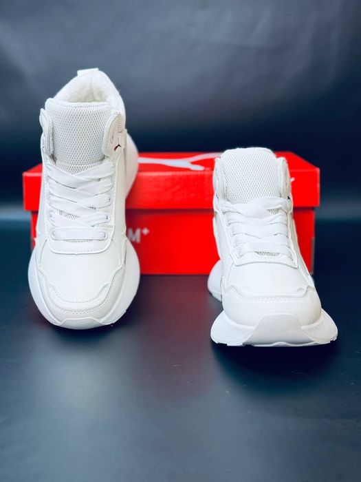 Женские кроссовки Puma Белые кожаные кроссовки Пума зимові кросівки