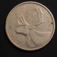 Kanada, 25 centów, 1962r, Ag 0,800