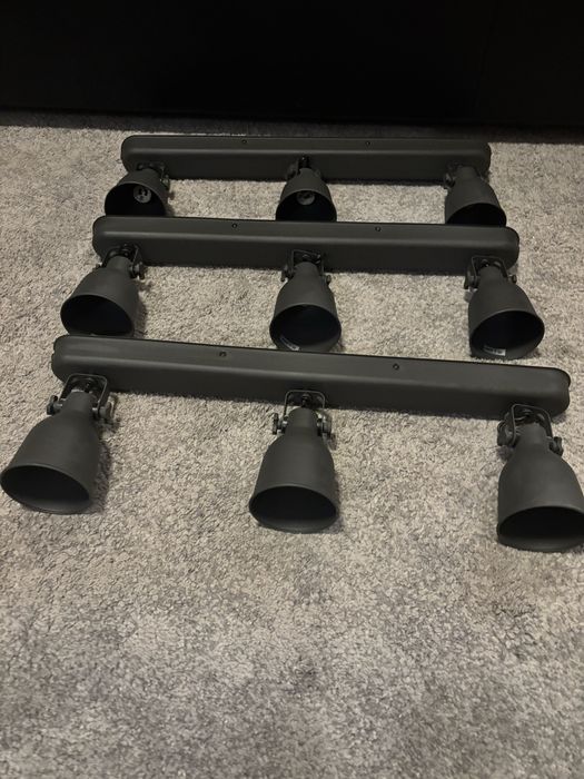 Lampa sufitowa lampy ikea 3 reflektory hektar szare loft zestaw