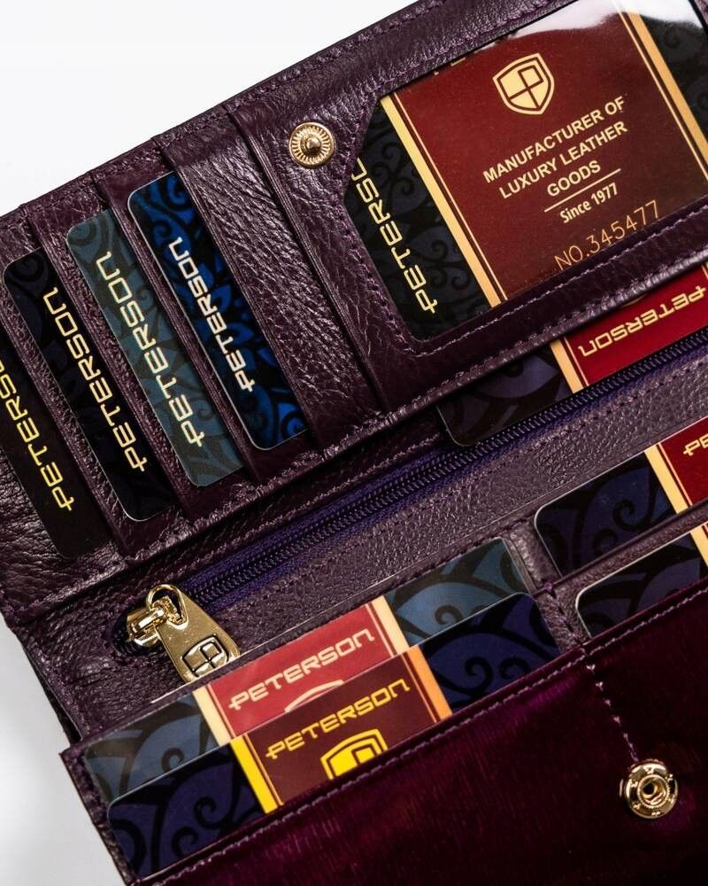 duży, skórzany portfel damski z systemem rfid - peterson