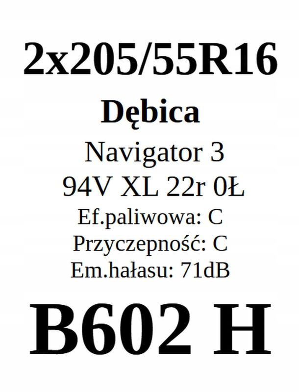 2x 205/55r16 Dębica Navigator 3/2022r 6,34mm C/C/71dB