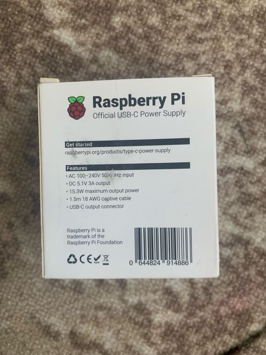 Блок живлення USB-C 5.1V/ Raspberry Pi оригінальний - чорний