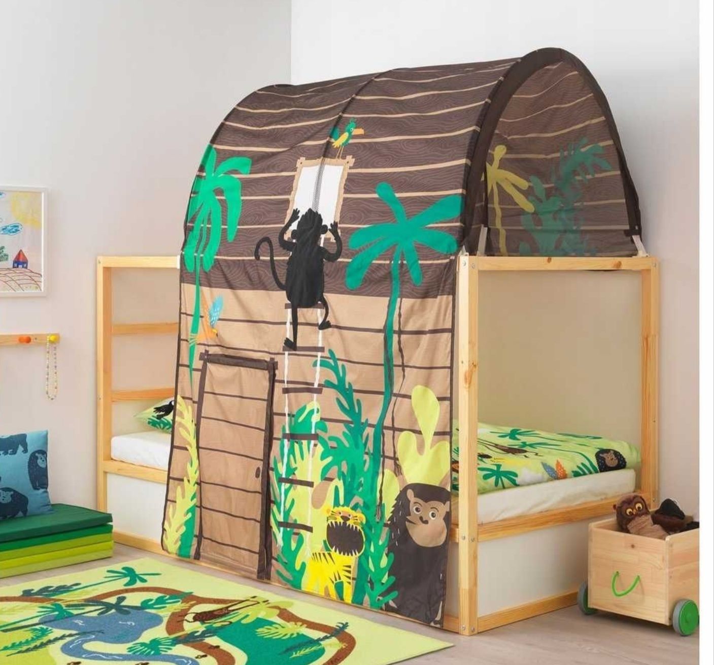 Łóżko dwustronne Ikea Kura z baldachimem