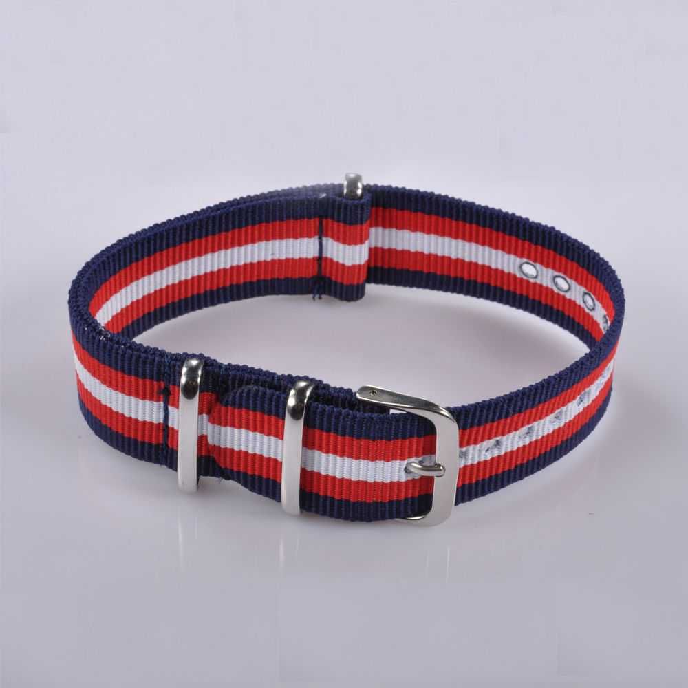 Pasek do zegarka NATO nylonowy strap 20mm czerwony granatowy parciany