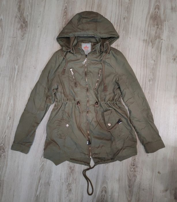 Parka khaki z odpinanym kapturem