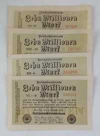 zestaw banknotów 10 mln marek ,  1923 , Niemcy , 4 szt. ,