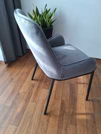 Krzesło tapicerowane welurowe szare