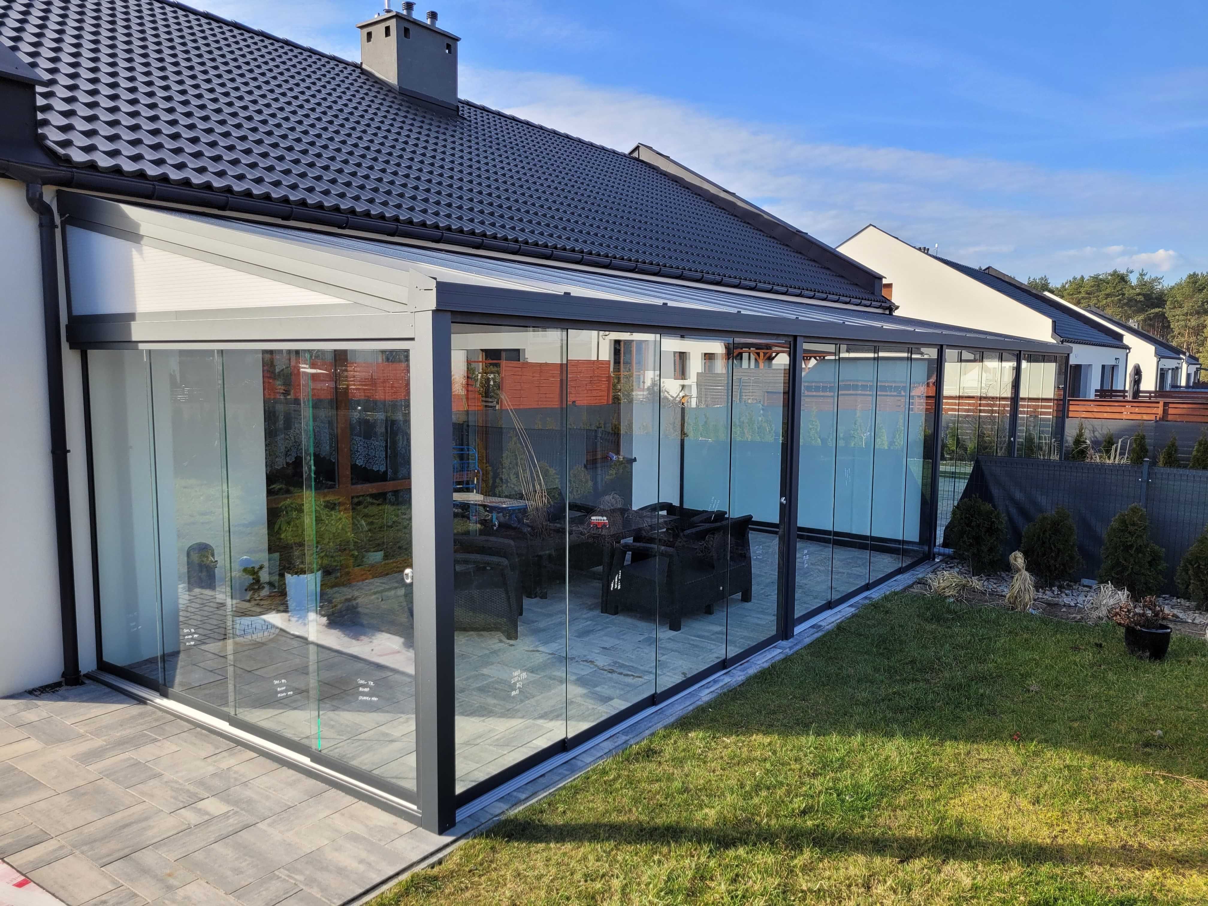 Zadaszenie tarasowe z aluminium / szkło przesuwne / darmowy projekt