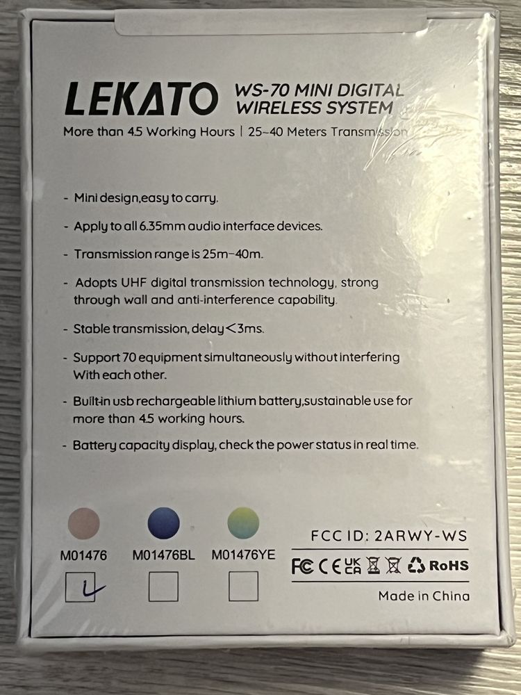 Bezprzewodowy system gitarowy Lekato WS-70 Nowy