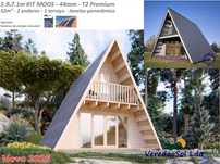 Casa madeira MOOS 52 m² T2 Telhado 97 m² -Casa pré fabricada - Turismo