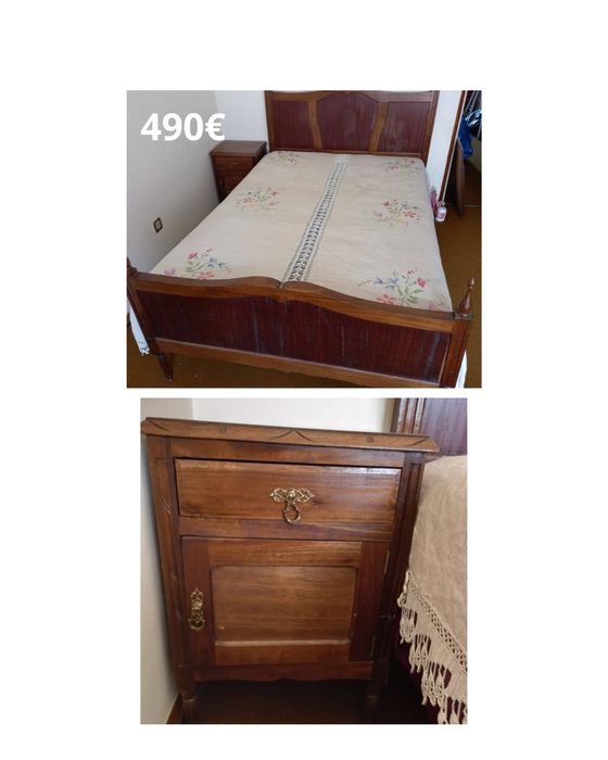 Cama + mesa de cabeceira