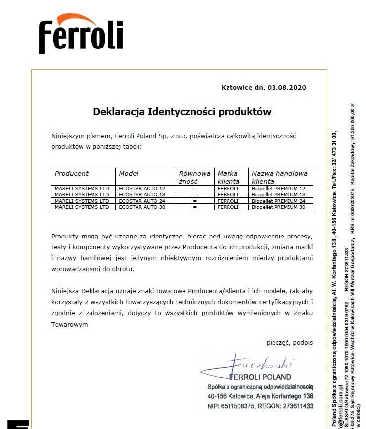 Kocioł Ferroli biopellet PREMIUM 12KW PIEC automat NA PELET