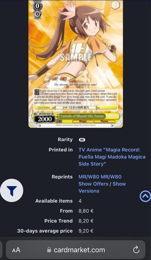 Weiss Schwarz Madoka Magica (Double Rare) tcg anime Tsuruno 10/10 Mint
