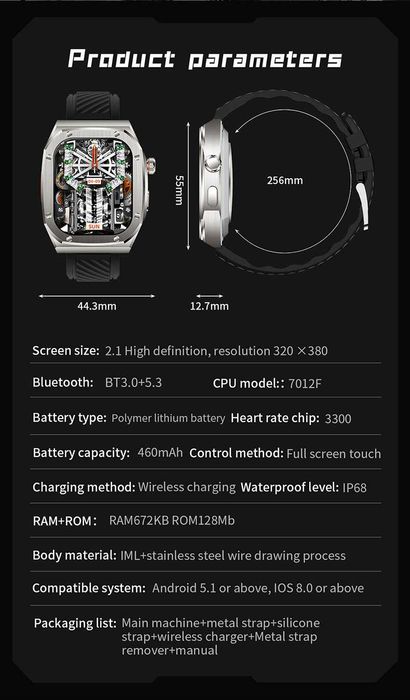 Smartwatch Z79MAX Prata e Laranja Emborrachado