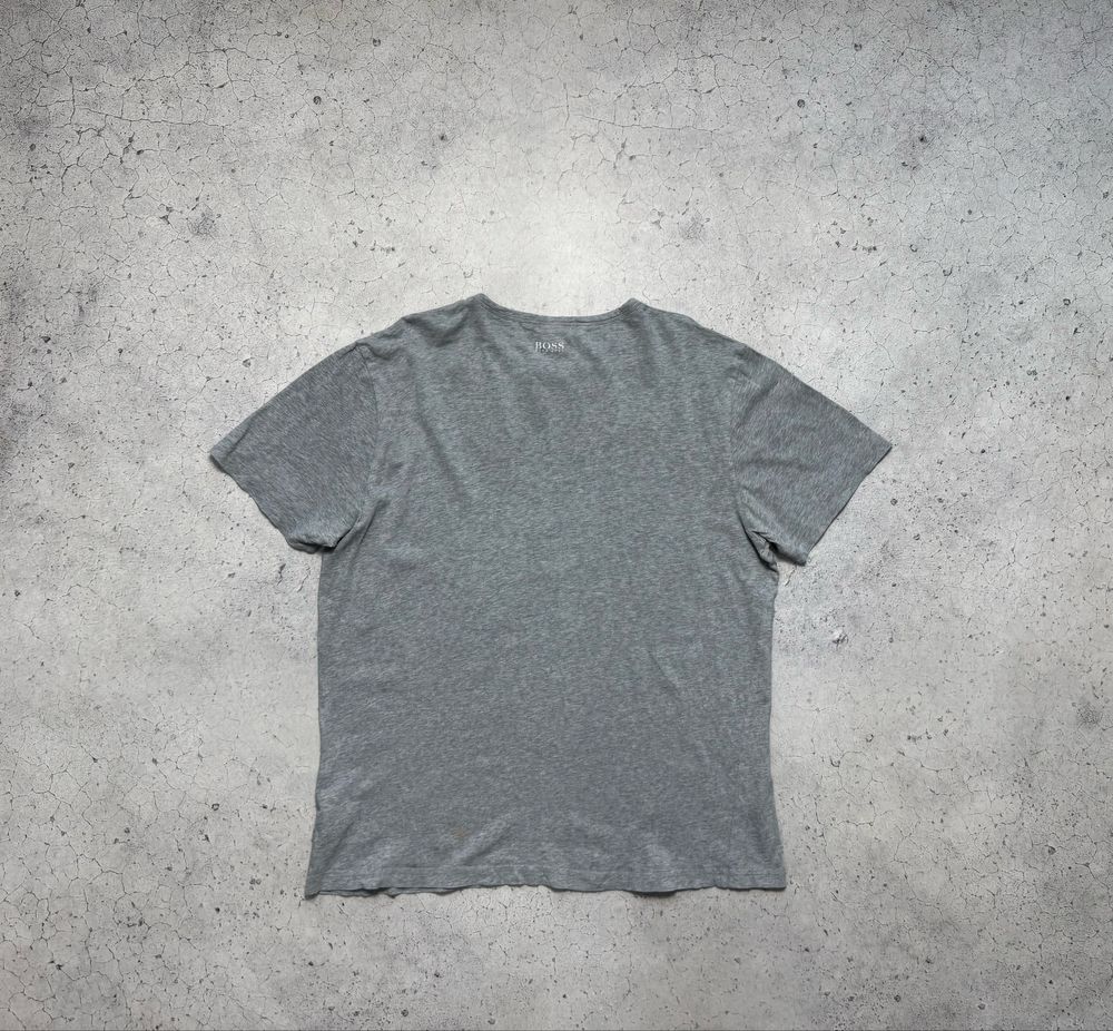 Мужская Футболка Hugo Boss С Большим Лого Серая Оригинал XL-XXL