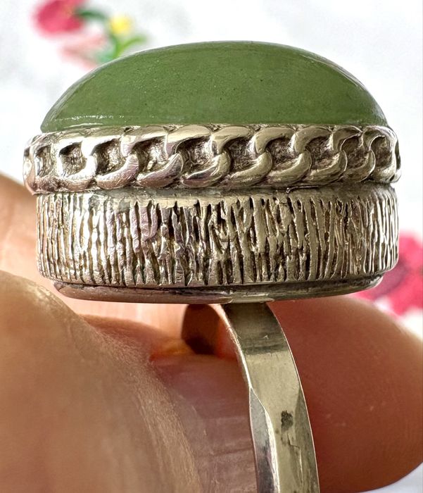 Stare srebro PRL stary srebrny pierścionek Warmet ? kopułka  vintage