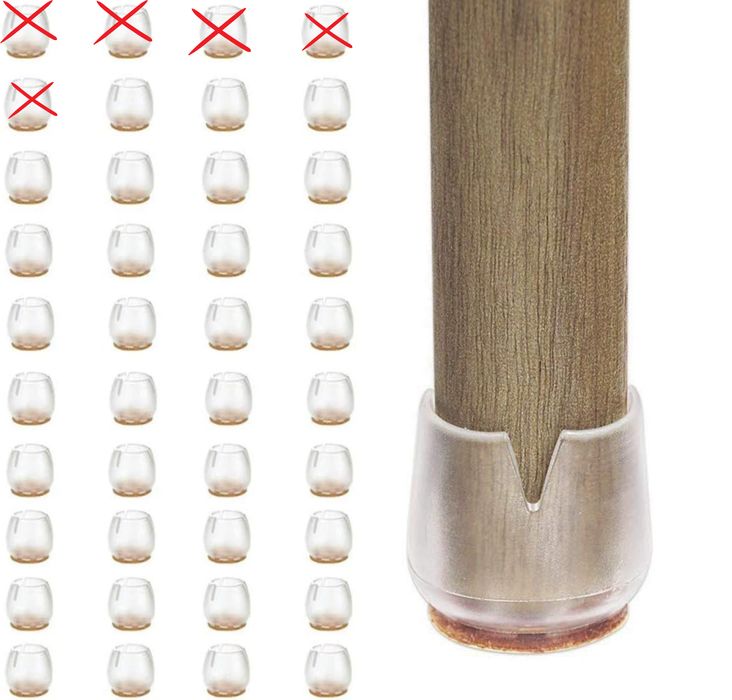 Przezroczyste Silikonowe Podkładki Ochronne Nogi Krzesła 12-16mm 35szt