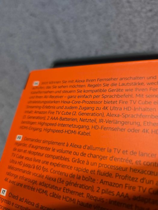 Fire TV Cube (2. gen) – 4K, Dolby Vision/Atmos, Alexa stan bardzo dobr