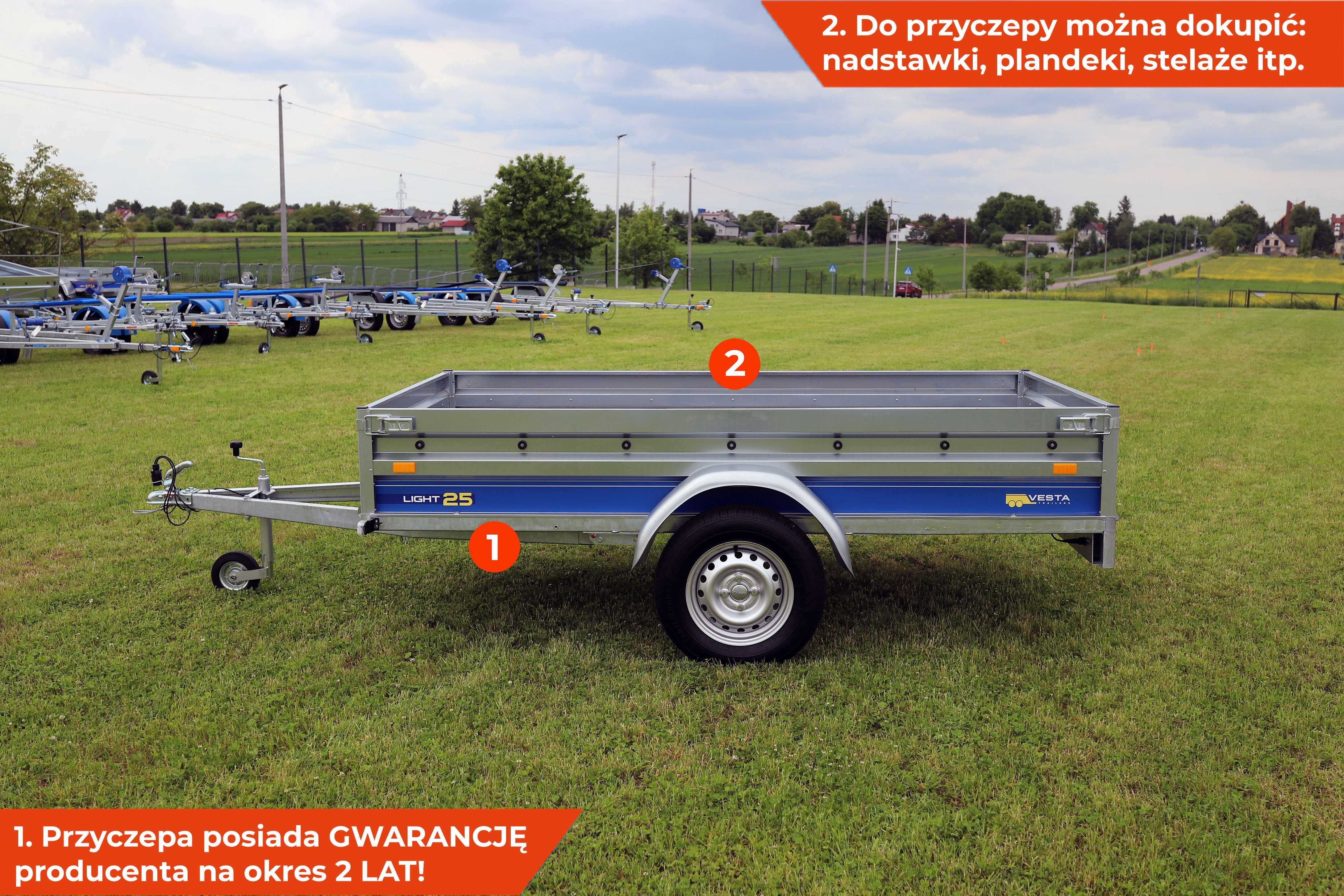 SPAWANA przyczepka 252x135x37 VESTA Light 25 kiprem MOCNA nowa LEKKA