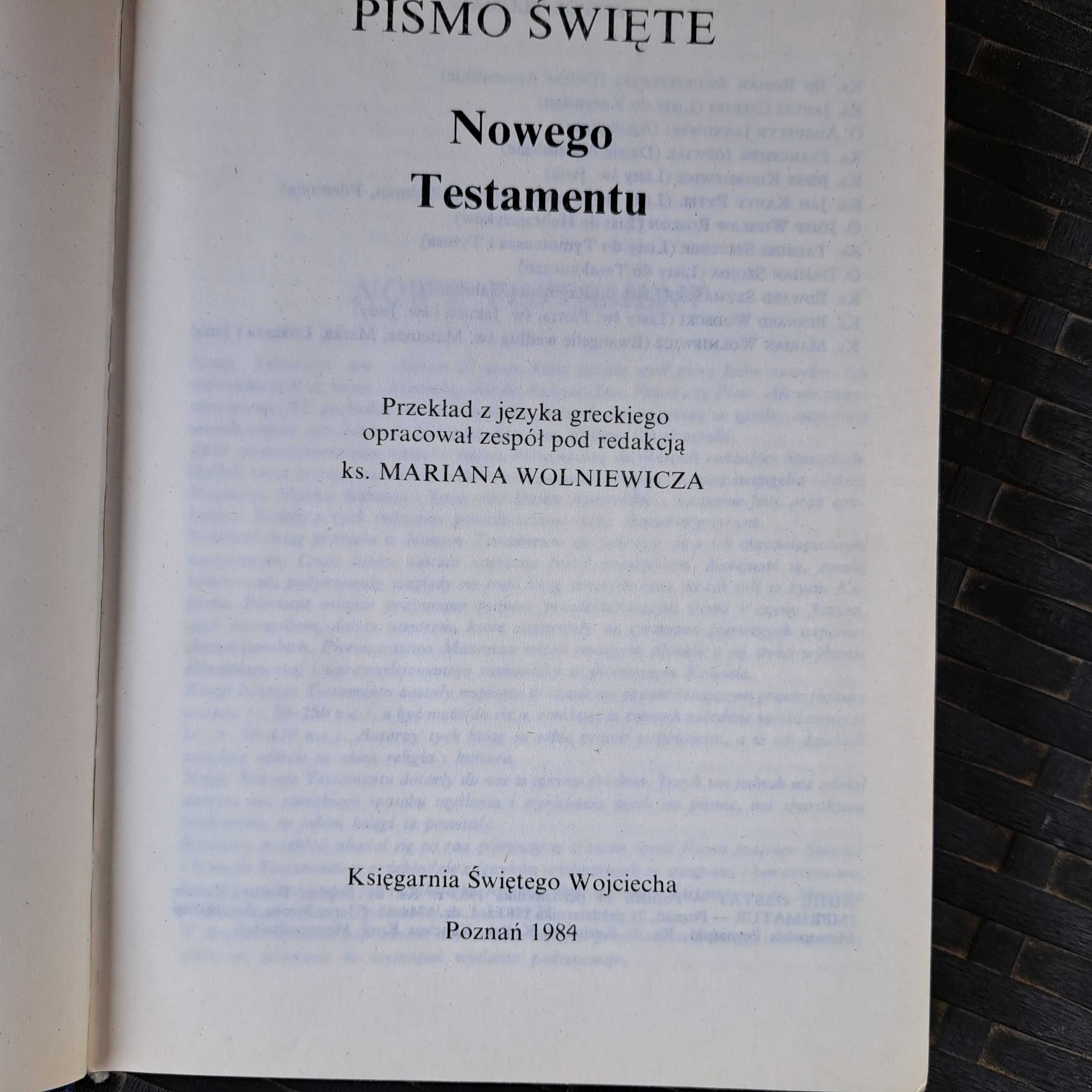 Pismo Święte Nowego Testamentu - M. Wolniewicza