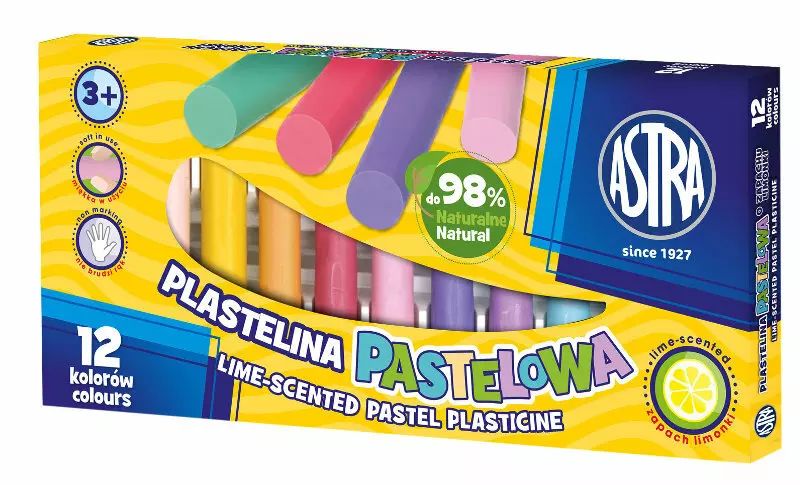 Plastelina pastelowa o zapachu limonki, 12 kolorów. Astra