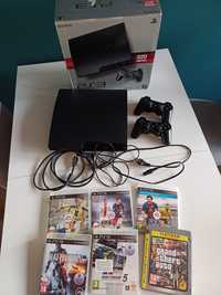 Konsola Sony Playstation 3 Slim 320 GB 2 pady kable gry FIFA GTA