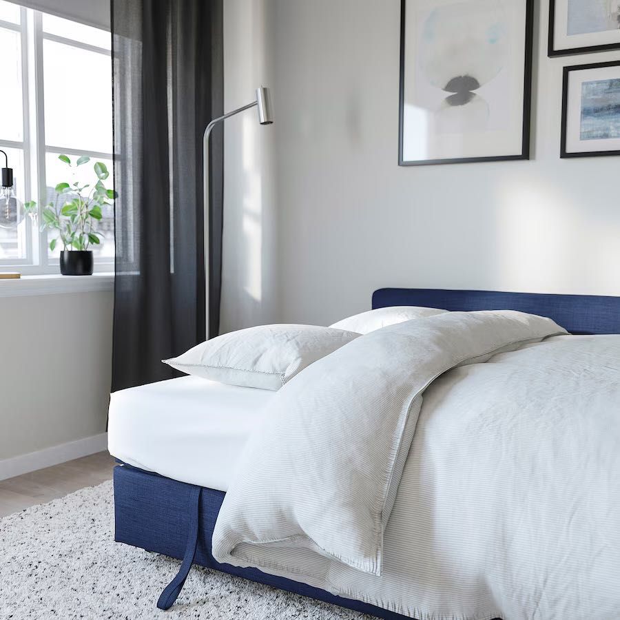 Sofá-cama de canto c/arrumação, Skiftebo azul - No ikea custa 569€