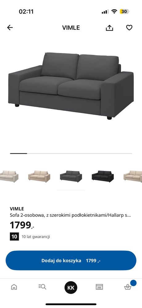 Sofa Ikea Vimle 2 osobowa - stan idealny.