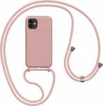 Etui Ochronne Plecki na iPhone 13 z Sznurkiem na Szyję Różowy