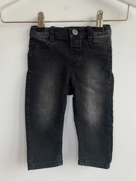 H&M czarne jeansy niemowlęce elastyczne chłopięce bawełna 74